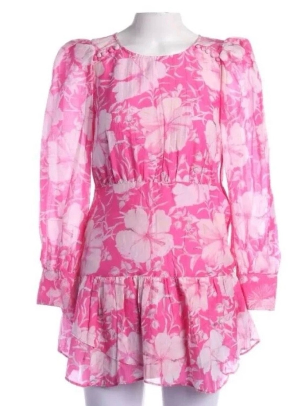NEW LoveShack Fancy size 8 Teyana pink floral cotton silk Bohemian ruffle dress